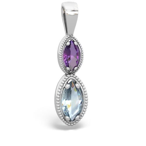 Amethyst Genuine Amethyst with Genuine Aquamarine Antique-style Halo pendant Pendant