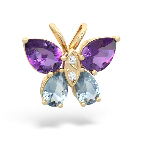 amethyst-aquamarine butterfly pendant