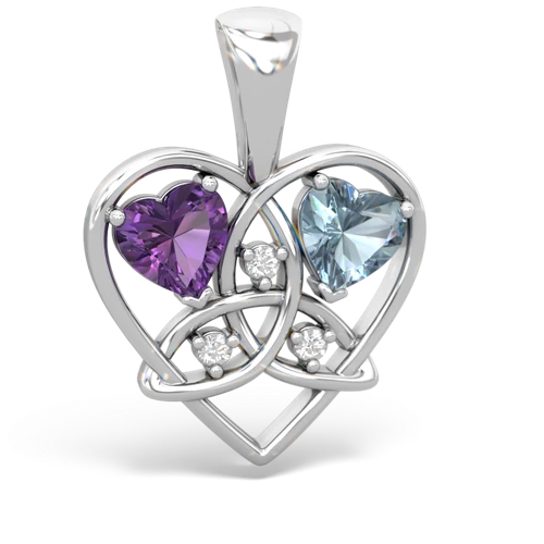 Amethyst Genuine Amethyst with Genuine Aquamarine Celtic Trinity Heart pendant Pendant