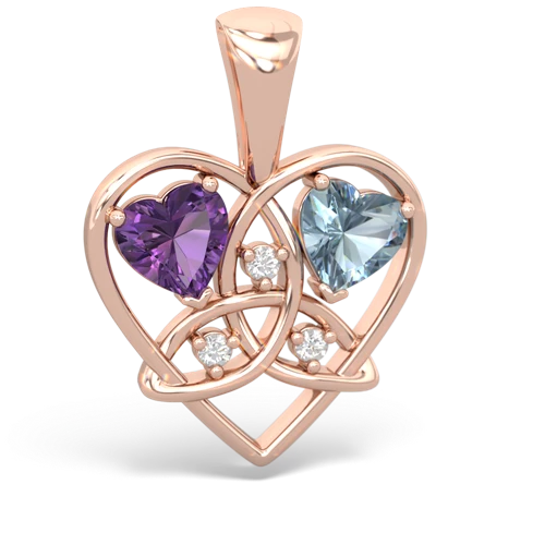 amethyst-aquamarine celtic heart pendant
