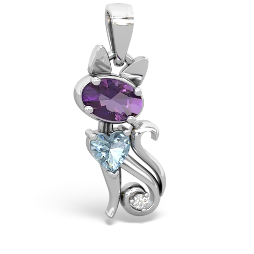 amethyst-aquamarine kitten pendant