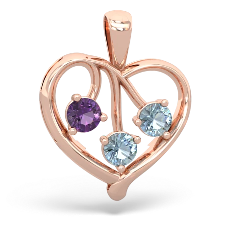 amethyst-aquamarine love heart pendant