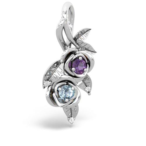 Amethyst Genuine Amethyst with Genuine Aquamarine Rose Vine pendant Pendant