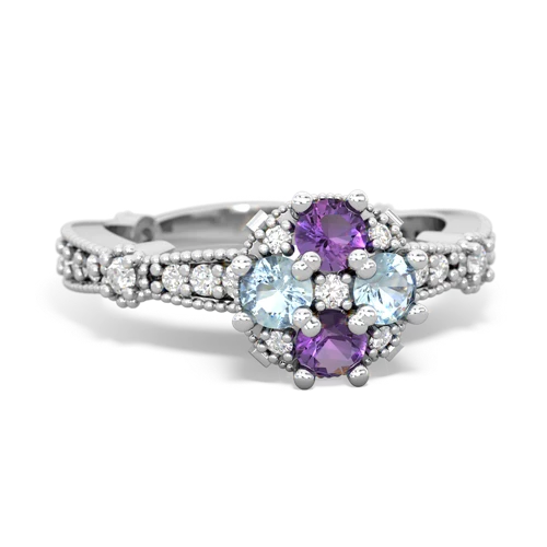 amethyst-aquamarine art deco engagement ring