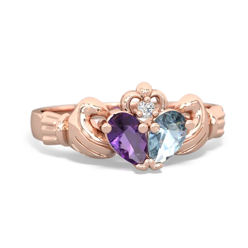 Amethyst Genuine Amethyst with Genuine Aquamarine Claddagh ring Ring