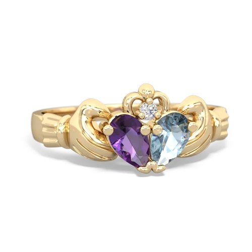 amethyst-aquamarine claddagh ring