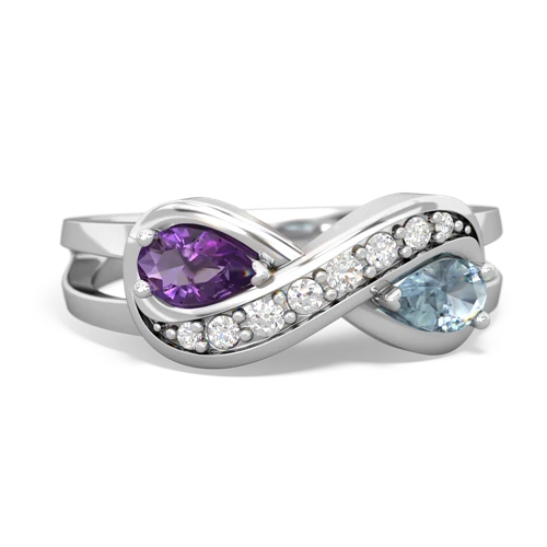 Amethyst Genuine Amethyst with Genuine Aquamarine Diamond Infinity ring Ring