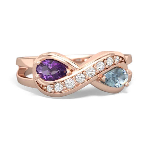 amethyst-aquamarine diamond infinity ring