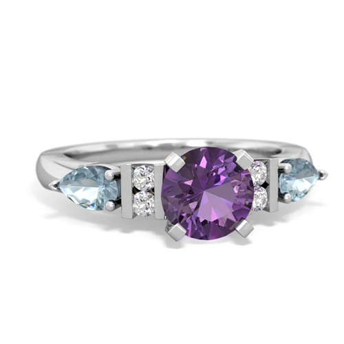 Amethyst Genuine Amethyst with Genuine Aquamarine and  Engagement ring Ring