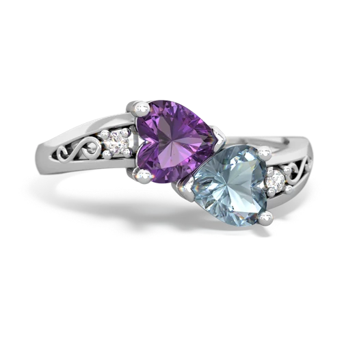 amethyst-aquamarine filligree ring