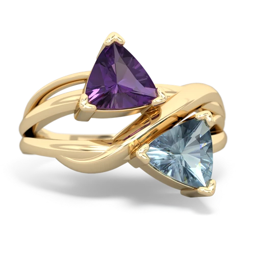 amethyst-aquamarine filligree ring