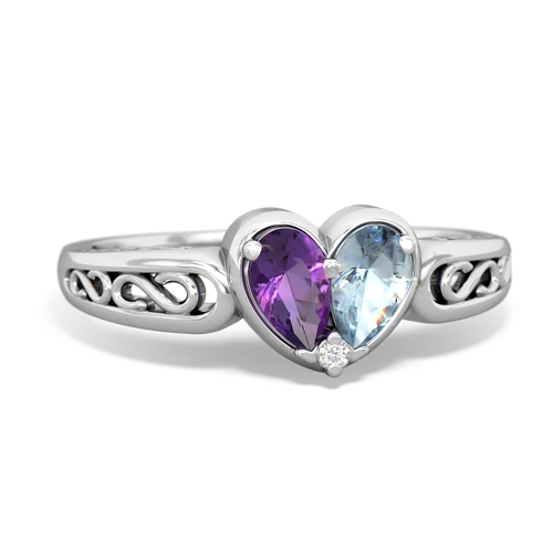 amethyst-aquamarine filligree ring