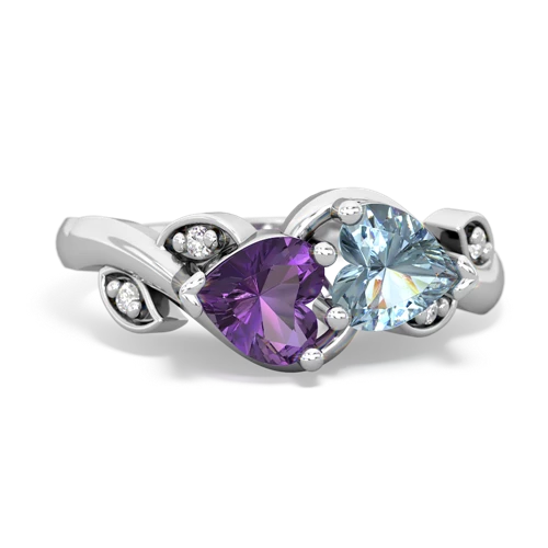 Amethyst Genuine Amethyst with Genuine Aquamarine Floral Elegance ring Ring