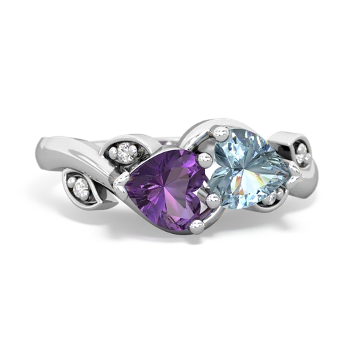 amethyst-aquamarine floral keepsake ring