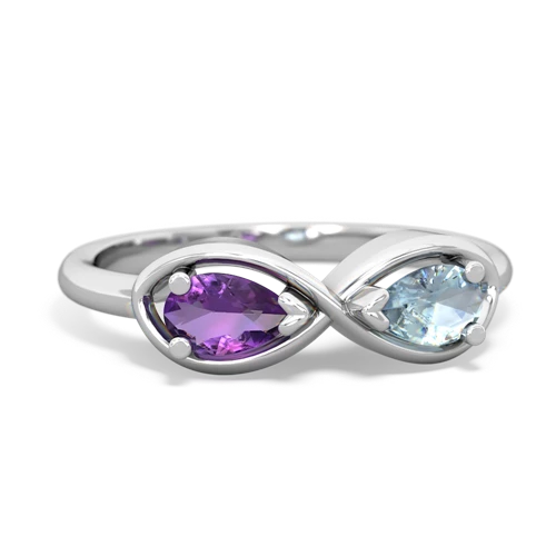 Amethyst Genuine Amethyst with Genuine Aquamarine Infinity ring Ring