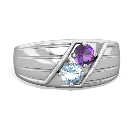 amethyst-aquamarine mens ring