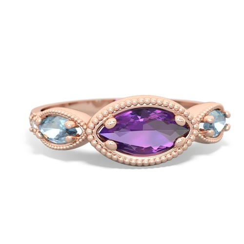 amethyst-aquamarine milgrain marquise ring