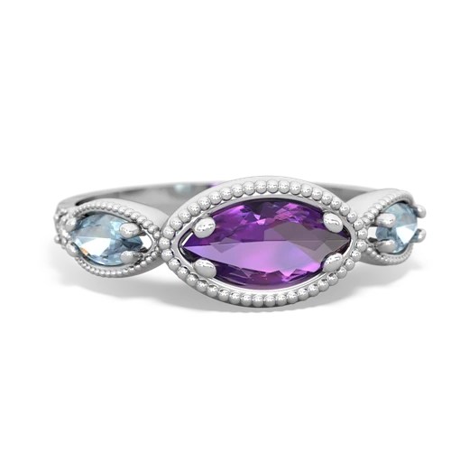 amethyst-aquamarine milgrain marquise ring