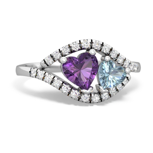 Amethyst Genuine Amethyst with Genuine Aquamarine Mother and Child ring Ring