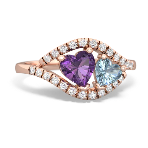 amethyst-aquamarine mother child ring