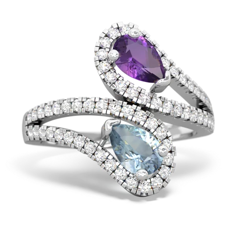 Amethyst Genuine Amethyst with Genuine Aquamarine Diamond Dazzler ring Ring