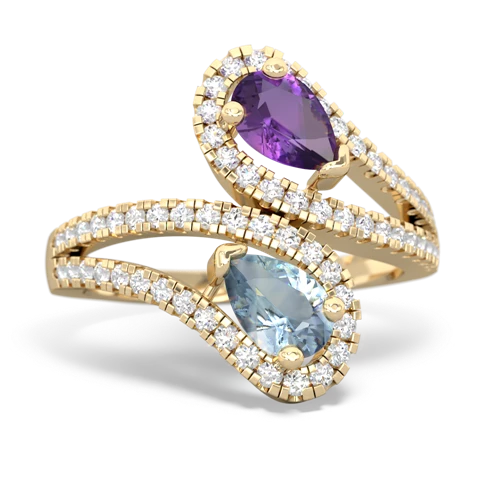 amethyst-aquamarine pave swirls ring