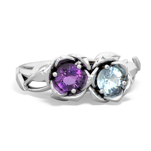 amethyst-aquamarine roses ring