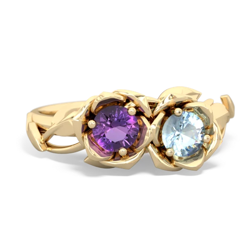 amethyst-aquamarine roses ring