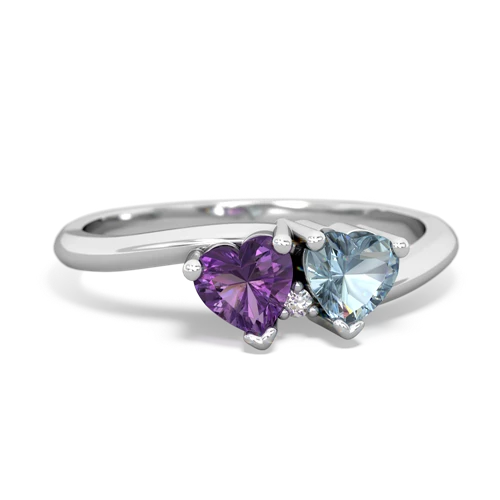 Amethyst Genuine Amethyst with Genuine Aquamarine Sweetheart's Promise ring Ring