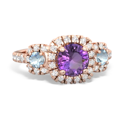 amethyst-aquamarine three stone regal ring