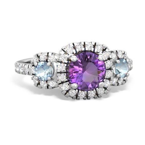 amethyst-aquamarine three stone regal ring