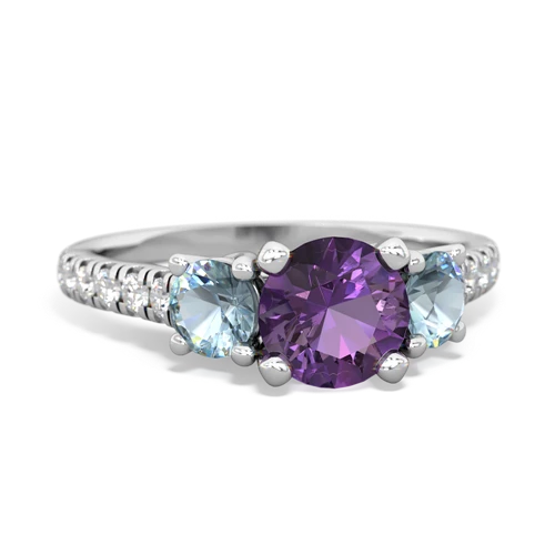 amethyst-aquamarine trellis pave ring