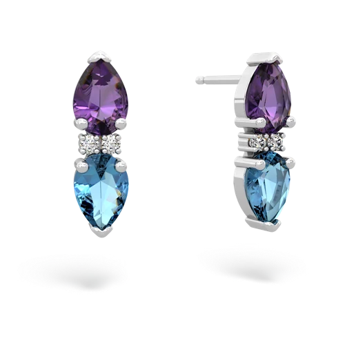 amethyst-blue topaz bowtie earrings