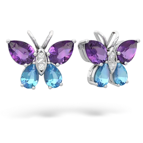 amethyst-blue topaz butterfly earrings