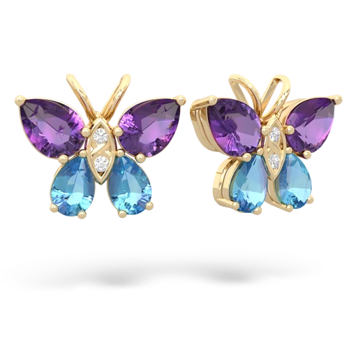 amethyst-blue topaz butterfly earrings