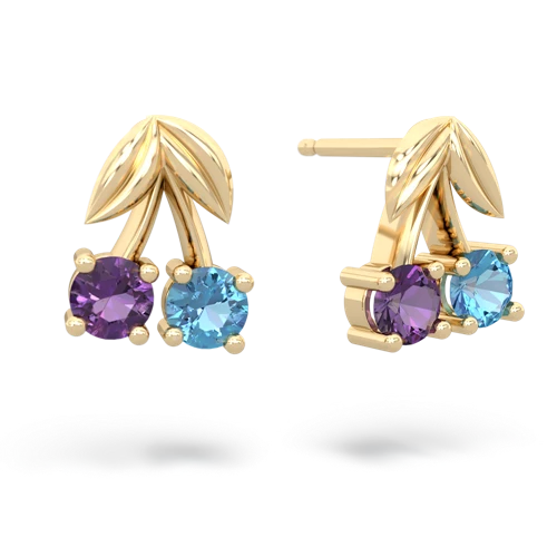 amethyst-blue topaz cherries earrings