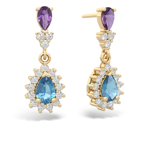amethyst-blue topaz dangle earrings