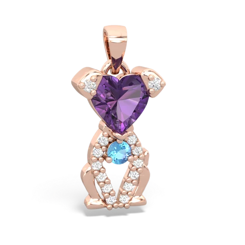 amethyst-blue topaz birthstone puppy pendant