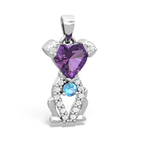 amethyst-blue topaz birthstone puppy pendant