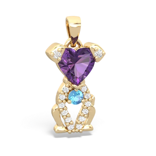 amethyst-blue topaz birthstone puppy pendant