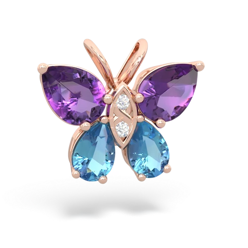 amethyst-blue topaz butterfly pendant