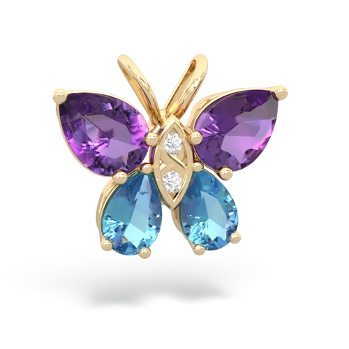 amethyst-blue topaz butterfly pendant