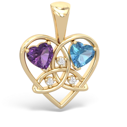 amethyst-blue topaz celtic heart pendant