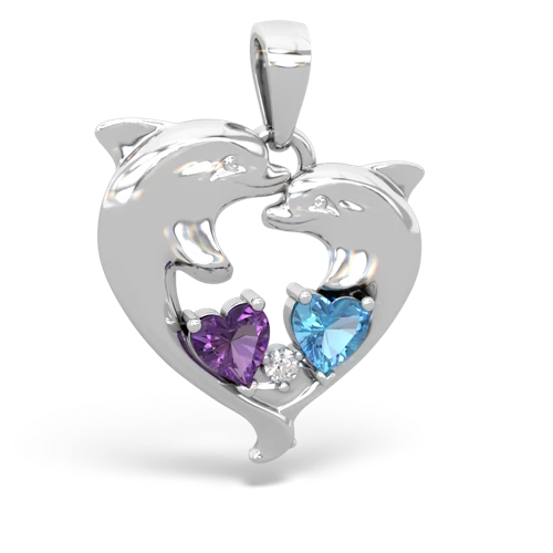 amethyst-blue topaz dolphins pendant