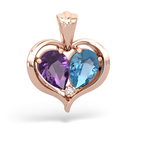 amethyst-blue topaz half heart whole pendant