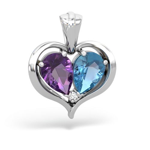 amethyst-blue topaz half heart whole pendant