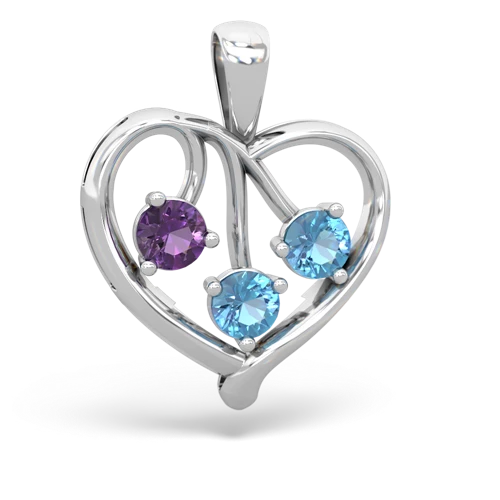 amethyst-blue topaz love heart pendant