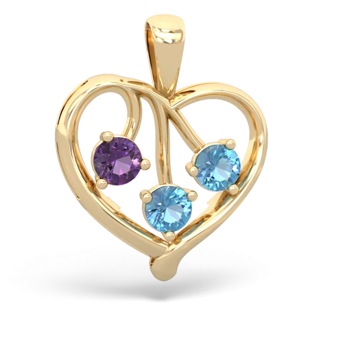 amethyst-blue topaz love heart pendant