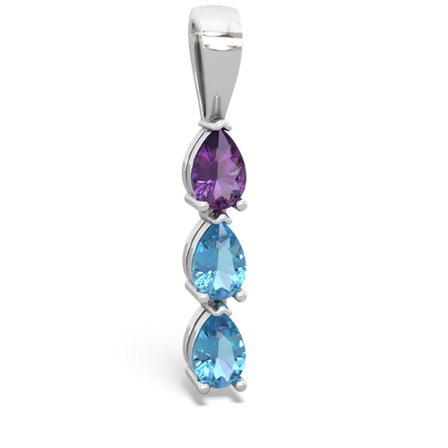 amethyst-blue topaz three stone pendant