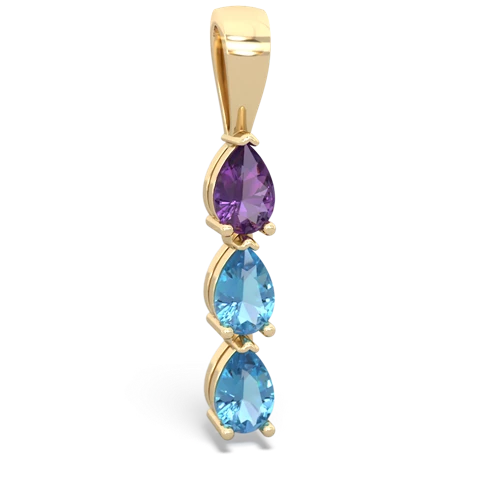 amethyst-blue topaz three stone pendant